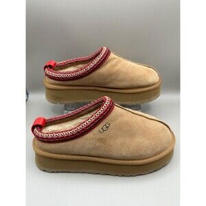 UGG TAZZ II Womens Slippers in Chestnut Brown Shearling Platform Size 7
